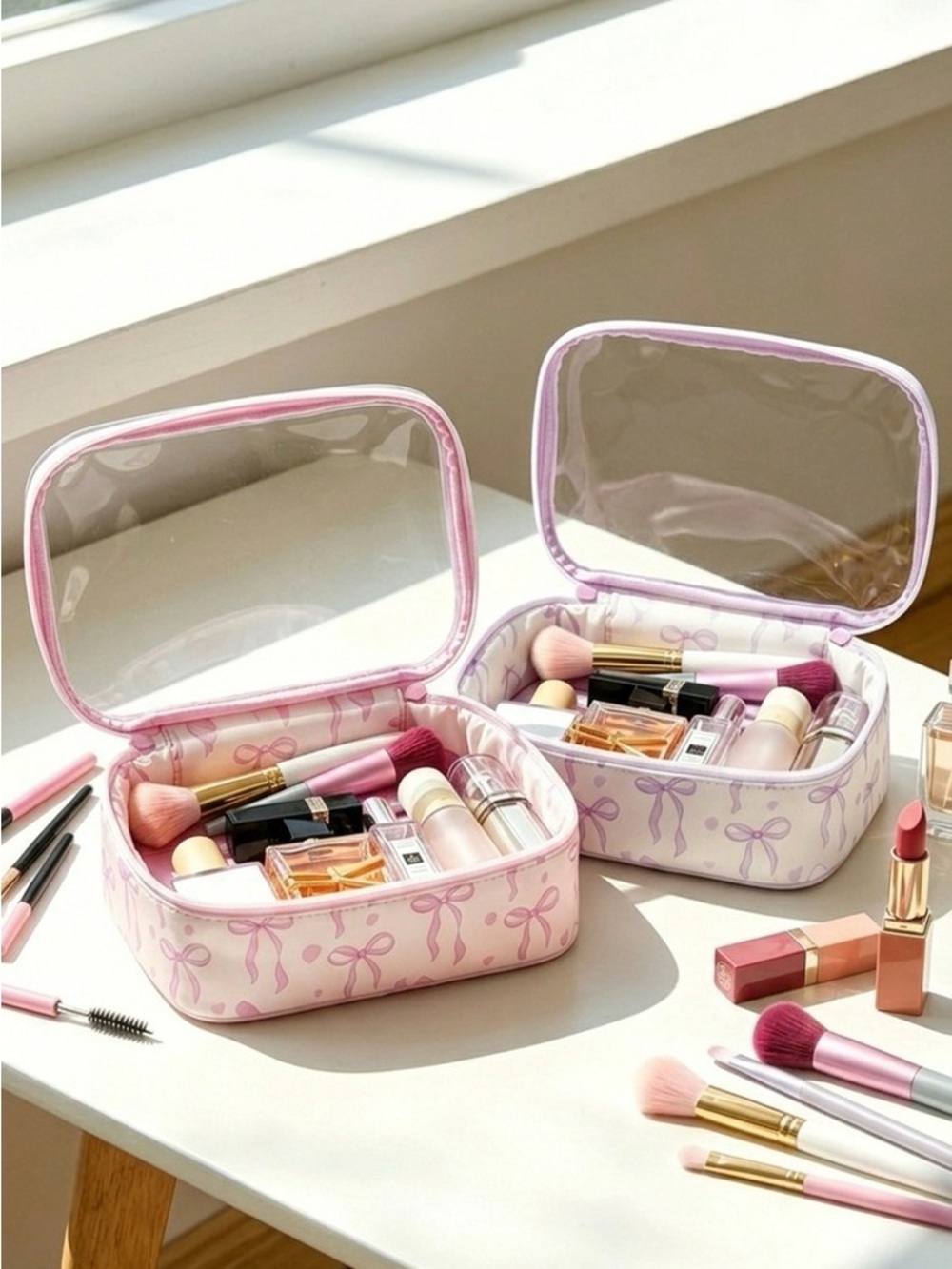 Zenana COQUETTE BOW TRANSPARENT COSMETIC BAG - Picture 4 of 4